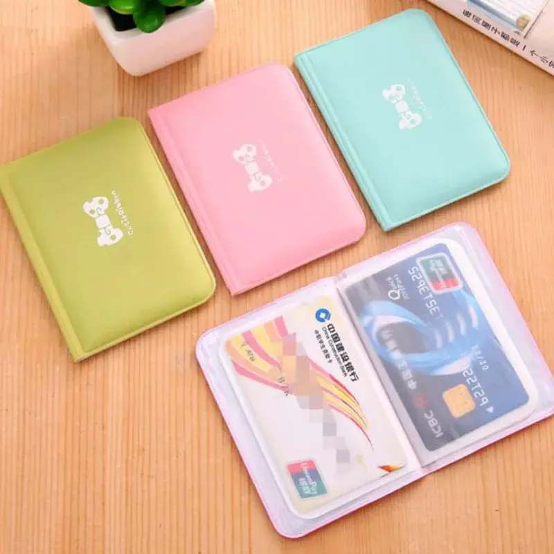 Girl Women Business Credit Card Holder Card Case 12 Bits Bow-knot Printing Leather ID Card Holder Card Cover Cardholder Wallet