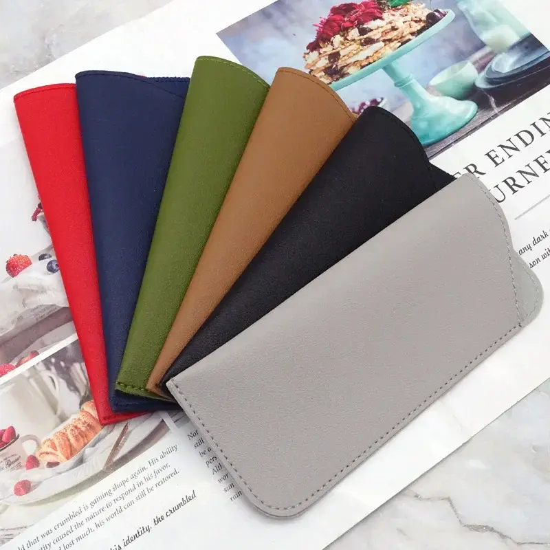 PU Leather Eye Glasses Sunglasses Case Convenient Eyewear Protector Box Protective Cover Case Solid Color Pouch Bag