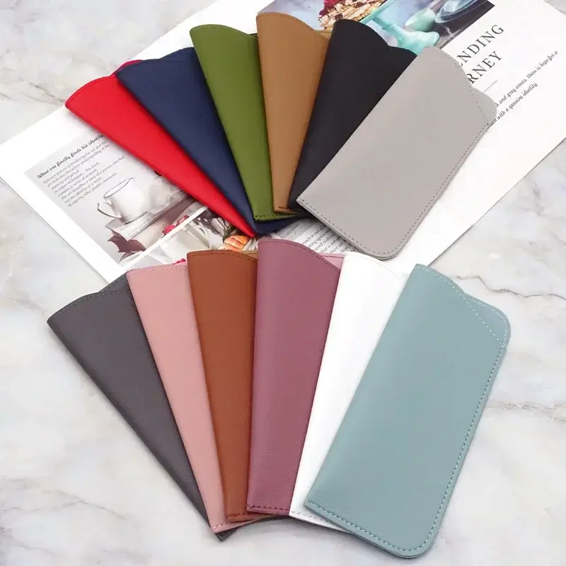 PU Leather Eye Glasses Sunglasses Case Convenient Eyewear Protector Box Protective Cover Case Solid Color Pouch Bag