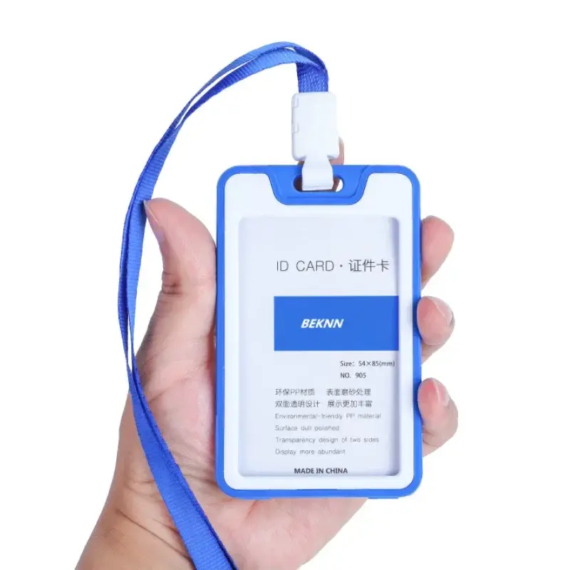 Women Men Plastic ID Credit Bank Card Holder Students Bus Card Case Lanyard Candy Colors Identity Badge Cards Cover