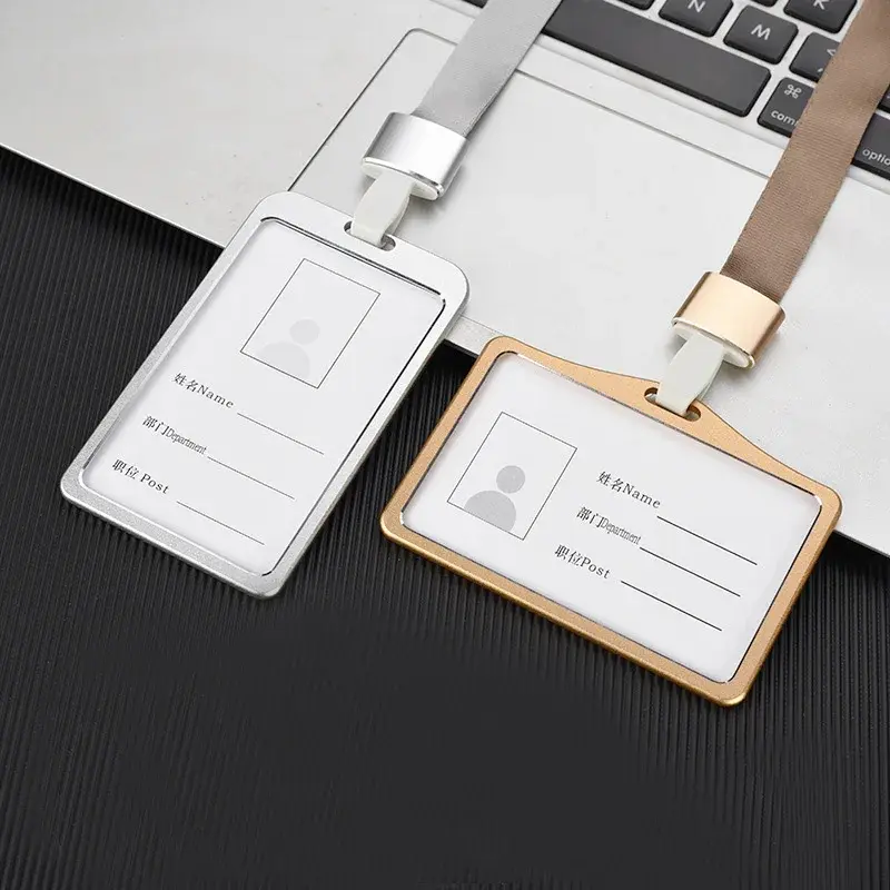 Aluminum Alloy Card Cover Men Women Business Work Name Card ID Badge Lanyard Metal Case Credit Card Holder Bags Protector