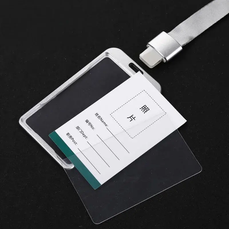 Aluminum Alloy Card Cover Men Women Business Work Name Card ID Badge Lanyard Metal Case Credit Card Holder Bags Protector