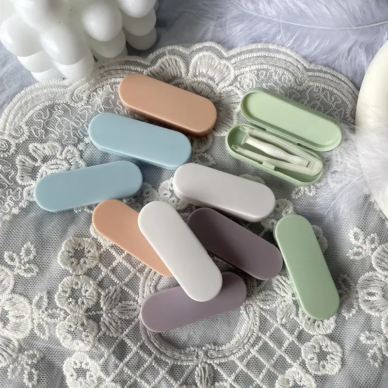 Candy Color Contact Lens Case Kit Portable Eye Care Tool Set for Men and Women with Tweezers and Suction Stick