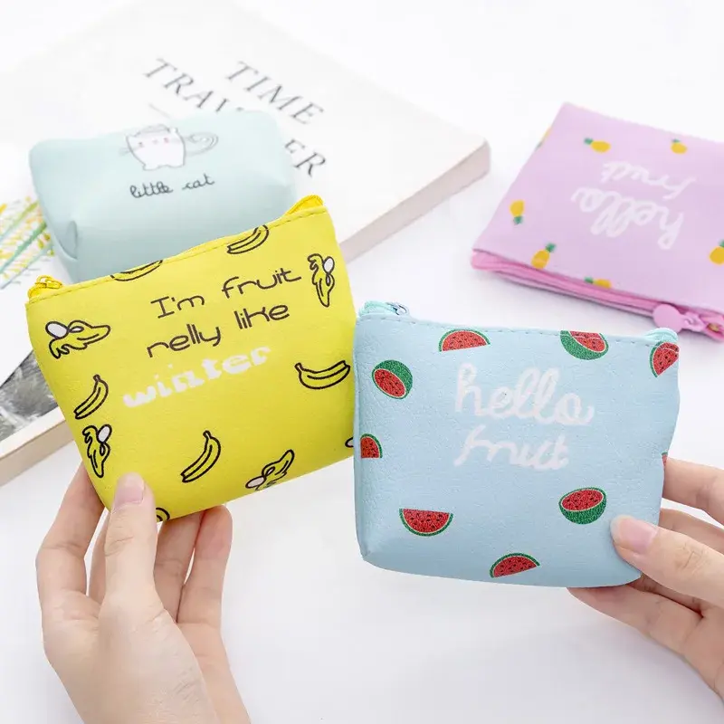 Women Canvas Coin Purse Card Key Mini Purses Pouch Girl Kids Children Cute Small Zipper Coin Purse Card Holder Wallet Bag Case