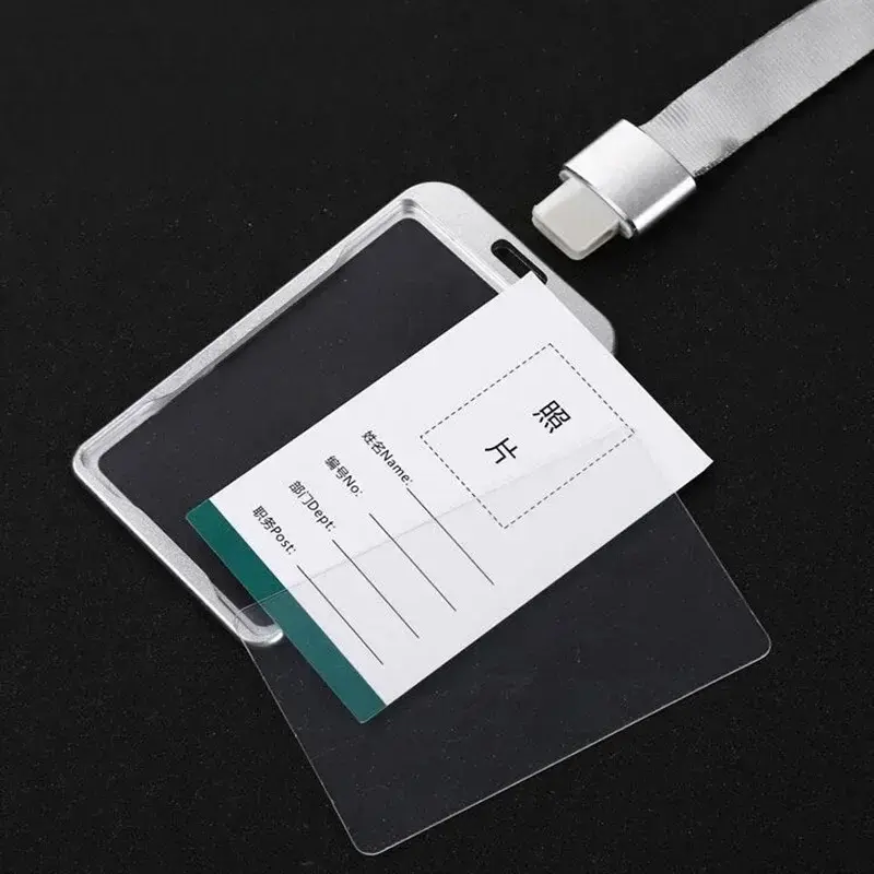 1Pcs Aluminum Alloy Work Name Card Holders Business Work Card ID Badge Lanyard Holder Men Women Metal ID Business Case