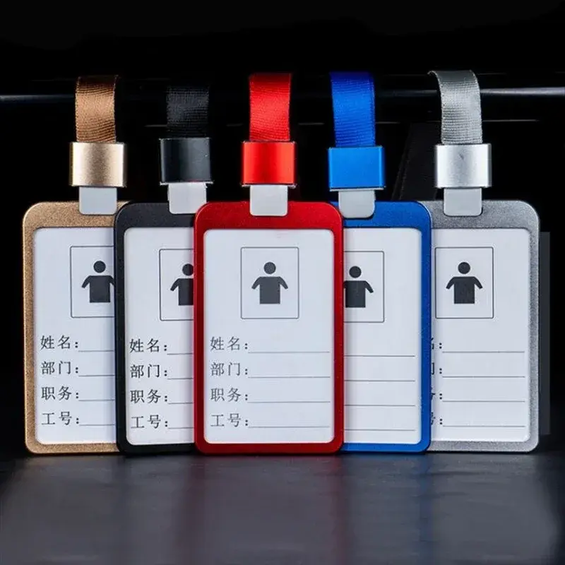 1Pcs Aluminum Alloy Work Name Card Holders Business Work Card ID Badge Lanyard Holder Men Women Metal ID Business Case