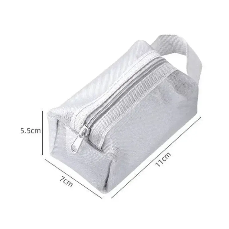 Mini Clear Nylon Mesh Cosmetic Bags Cute Women Small Lipstick Makeup Bags Pouch Data Line Key Earphone Organizer Case