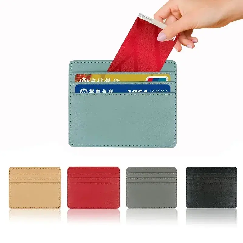 Slim ID and Bank Card Holder Wallet for Men and Women Business PU Leather Card Protector Case Coin Cards Cover Pouch Bag
