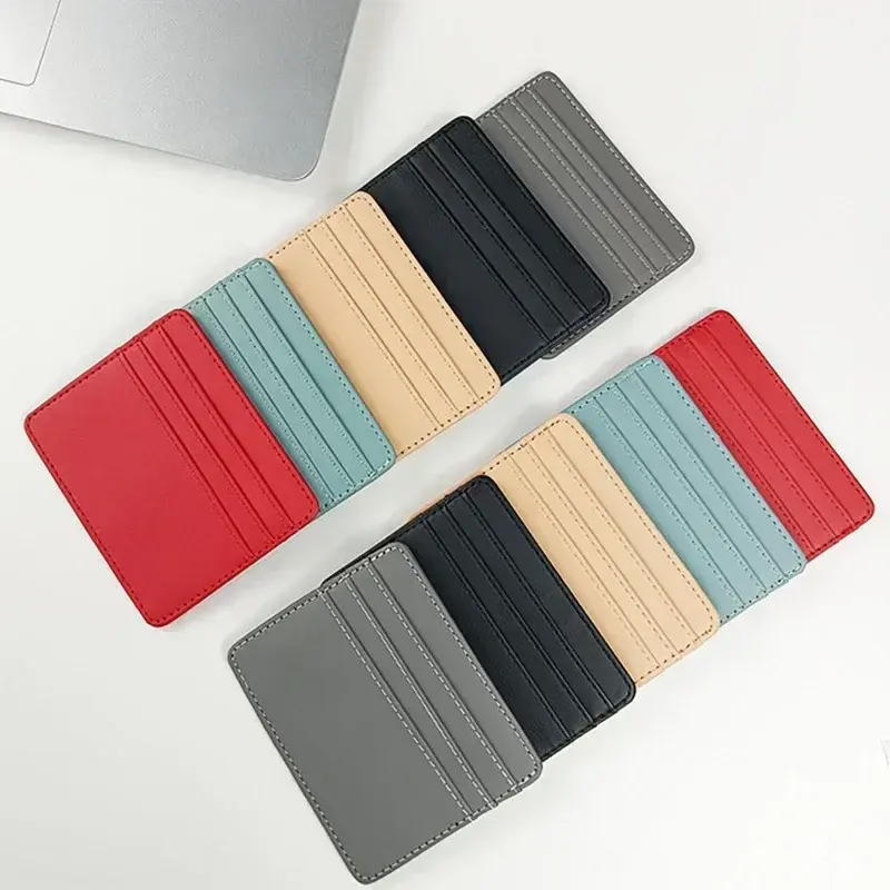 Slim ID and Bank Card Holder Wallet for Men and Women Business PU Leather Card Protector Case Coin Cards Cover Pouch Bag