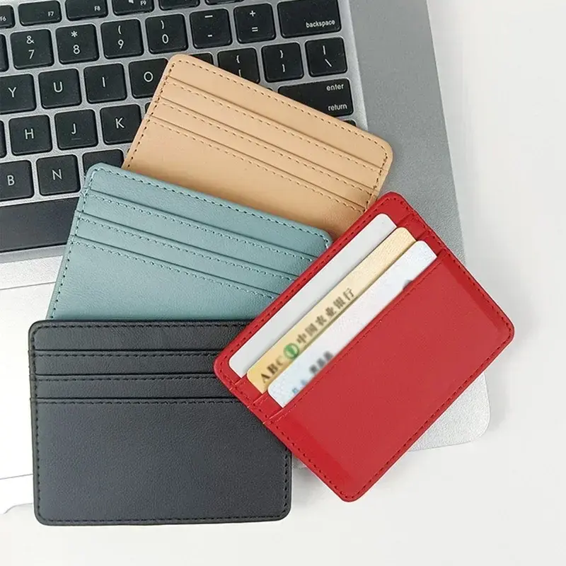 Slim ID and Bank Card Holder Wallet for Men and Women Business PU Leather Card Protector Case Coin Cards Cover Pouch Bag