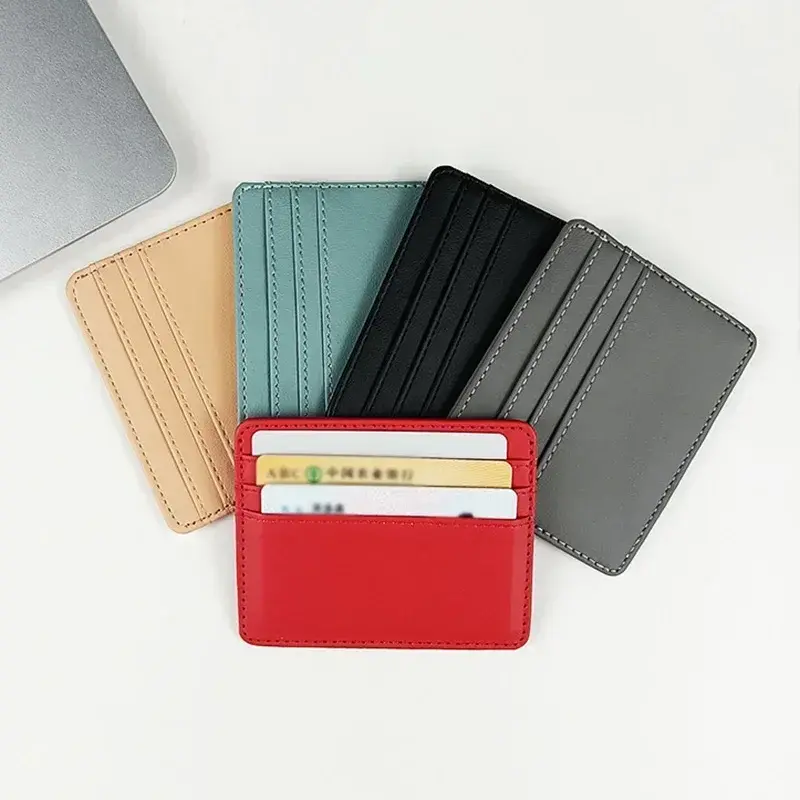Slim ID and Bank Card Holder Wallet for Men and Women Business PU Leather Card Protector Case Coin Cards Cover Pouch Bag