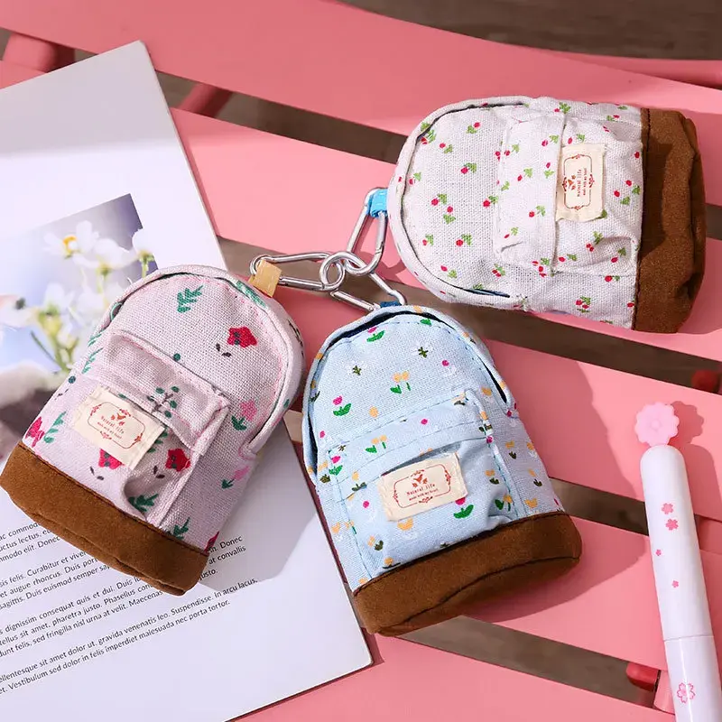 New Women Kids Canvas Coin Purse Floral Zipper Pouch Small Wallet Children Female Key Card Holder Mini Money Bag Gift