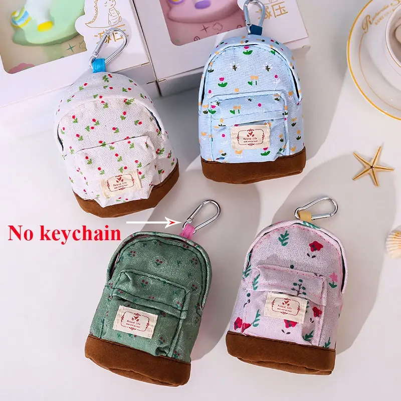 New Women Kids Canvas Coin Purse Floral Zipper Pouch Small Wallet Children Female Key Card Holder Mini Money Bag Gift