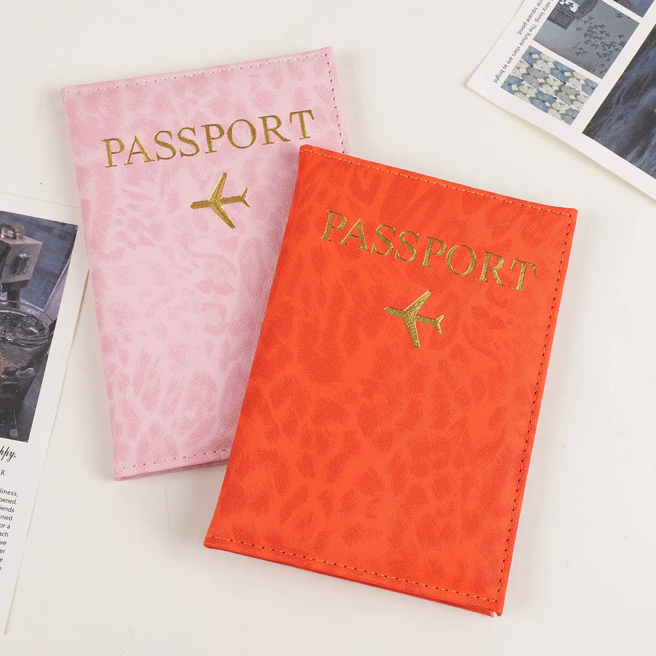 PU Leather Passport Cover Holder for Women Men Fashion Travel Protective Accessories with Card Slot