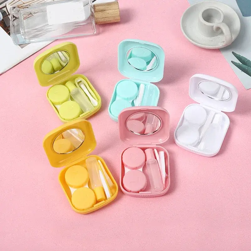 1PC Cute Travel Kit Pocket Mini Contact Lens Case Travel Kit Easy Carry Mirror Lenses Box Container