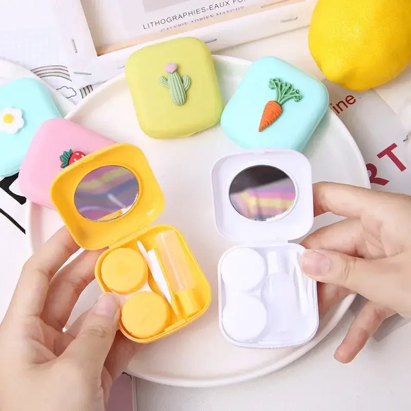 1PC Cute Travel Kit Pocket Mini Contact Lens Case Travel Kit Easy Carry Mirror Lenses Box Container