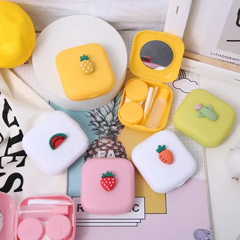 1PC Cute Travel Kit Pocket Mini Contact Lens Case Travel Kit Easy Carry Mirror Lenses Box Container