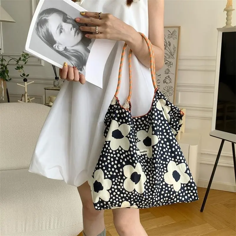 Women Fashion Shoulder Bag Large Capacity Cotton Canvas Tote Shopping Handbag Reusable Travel Bags