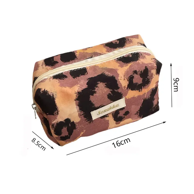 Box Shaped Storage Organizer Women Makeups Bags Leopard Print Cosmetic Pouch Travel Cosmetics Bag Makeup Accessory