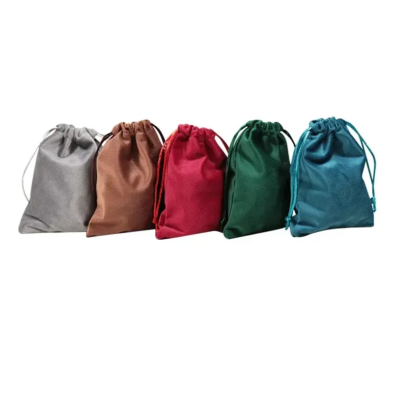 1pcs Red Green Color Jewelry Packaging Velvet Drawstring Pouch for Cosmetic Makeup Pouches Fashion Wedding Christmas Gift Bag