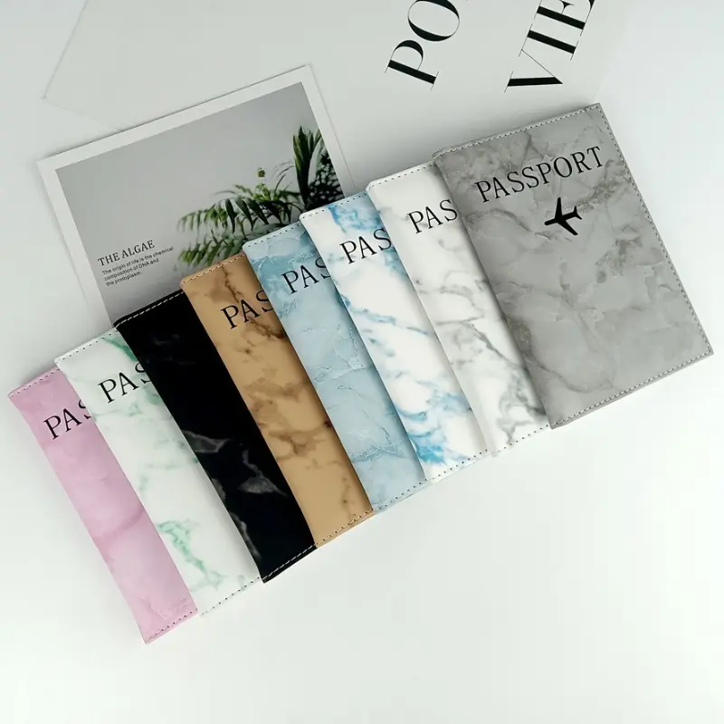 PU Leather Passport Cover Simple Plane Letter Print Women Men Travel Passport Case Holder Fashion Wedding Gift