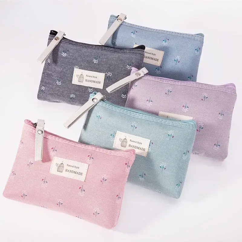 Flower Print Canvas Women Makeup Bag Cosmetic Organizer Zipper Travel Pouch Female Toiletry Bag