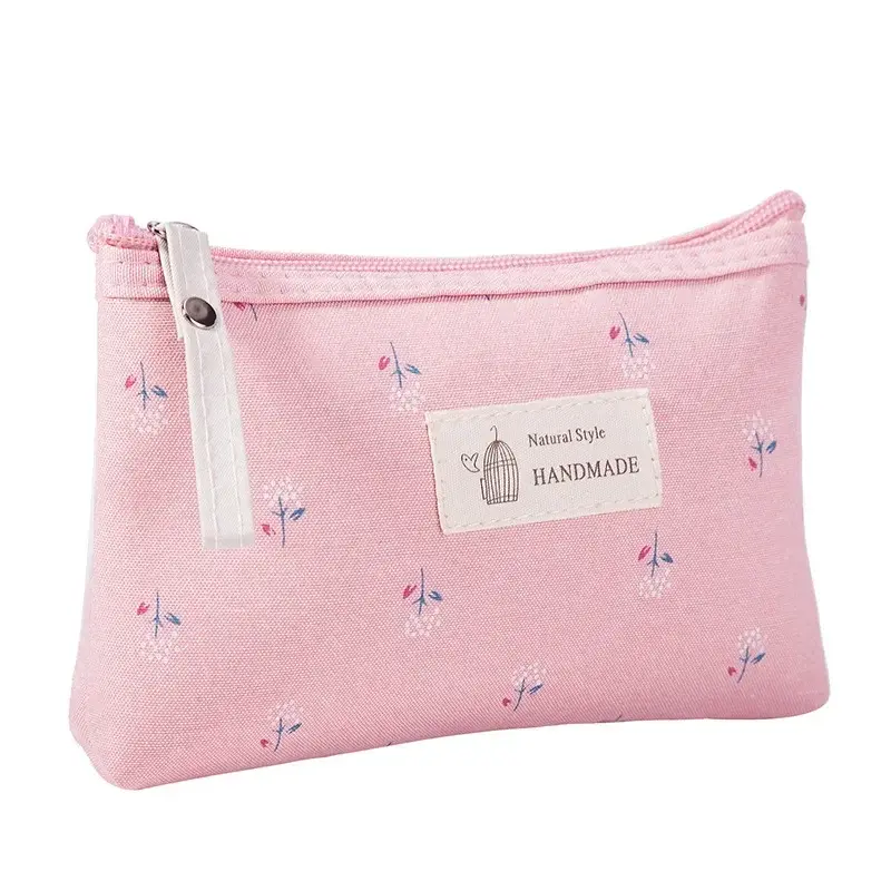 Flower Print Canvas Women Makeup Bag Cosmetic Organizer Zipper Travel Pouch Female Toiletry Bag