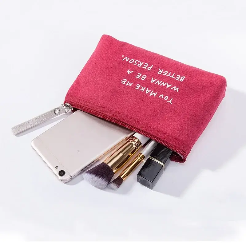 Flower Print Canvas Women Makeup Bag Cosmetic Organizer Zipper Travel Pouch Female Toiletry Bag
