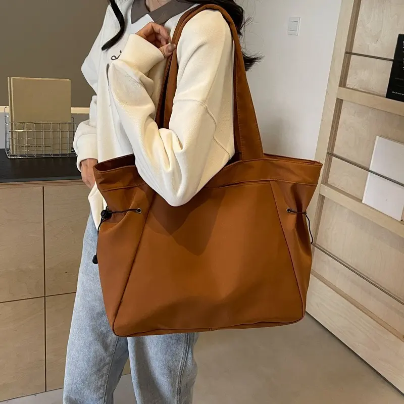 Casual Fashion Large Capacity Tote Bag Simple Travel Bag Women Large Shoulder Bag Handbags Drawstring Tote Handbag