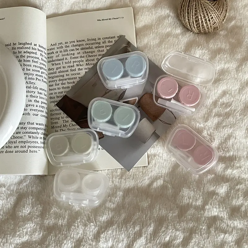 Contact Lenses Case Eyes Care Travel Kit Holder Container Lens Box Simple Candy Color Contact Lens Case Box for Women Girl