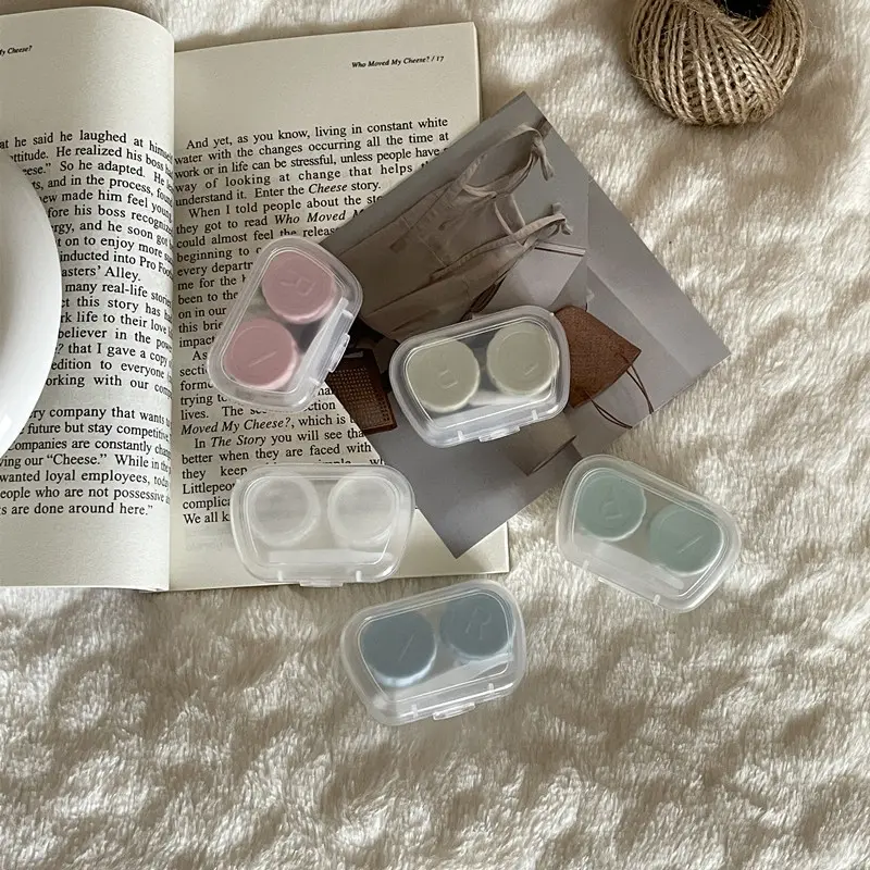 Contact Lenses Case Eyes Care Travel Kit Holder Container Lens Box Simple Candy Color Contact Lens Case Box for Women Girl