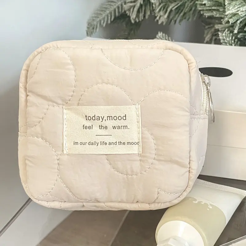 Square Cosmetic Bag Cotton Cute Korean Coin Makeup Pouch Jewelry Organizer Women Sanitary Napkin Storage