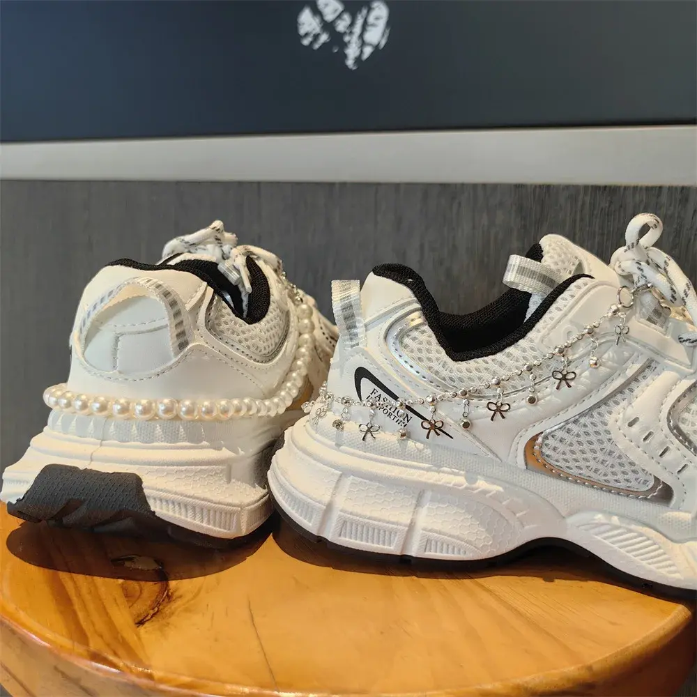 Metal Shoe Chain Rhinestone Stars Hearts Bow Pendant Women Shoes Decoration Accessories Sneakers Casual Shoe Decoration Jewelry