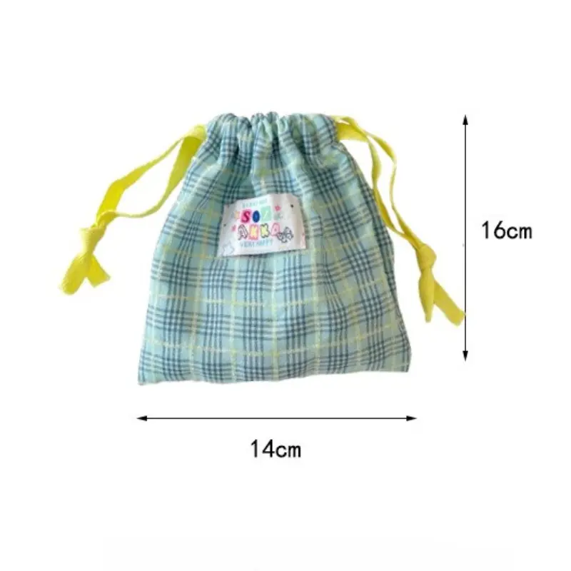 New Plaid Drawstring Bag Women Cosmetics Lipstick Storage Pouch Cute Makeup Bag Christmas Gift Travel Cosmetic Organizer Bags