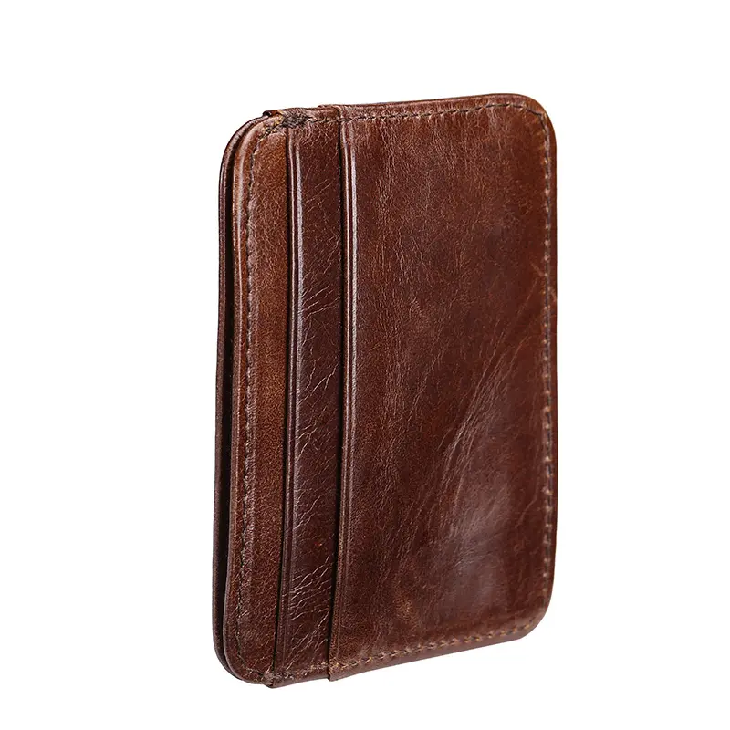New Thin Vintage Men's Genuine Leather Small Wallet Slim Credit Card Holder Money Bag ID Card Case Mini Purse For Male