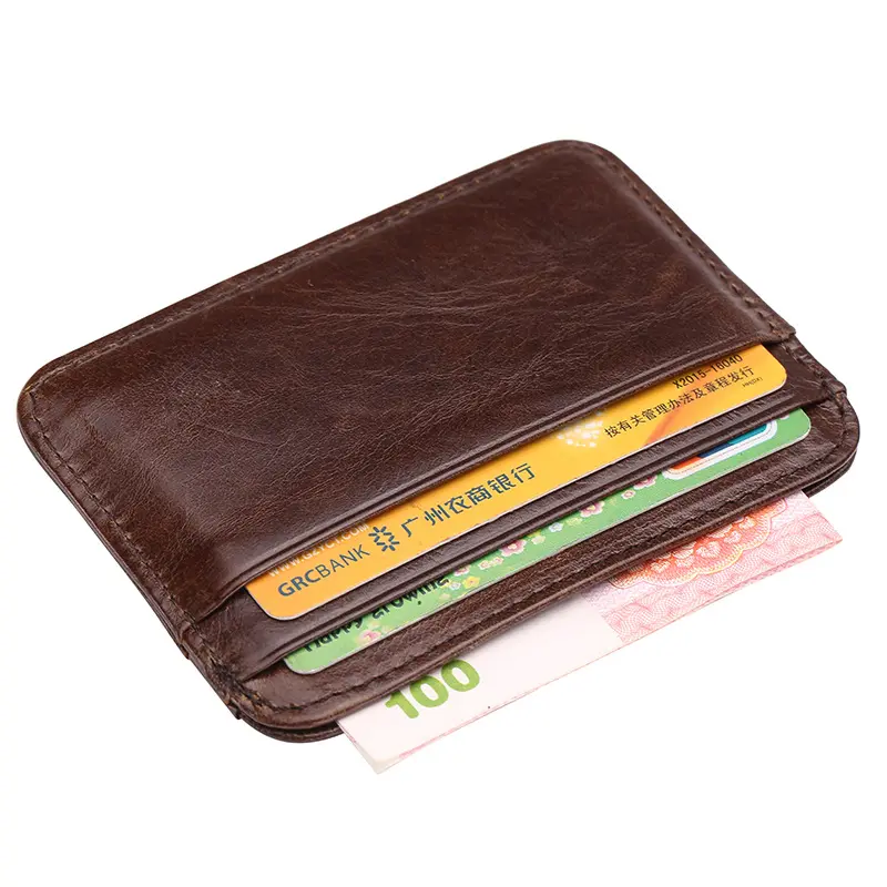 New Thin Vintage Men's Genuine Leather Small Wallet Slim Credit Card Holder Money Bag ID Card Case Mini Purse For Male