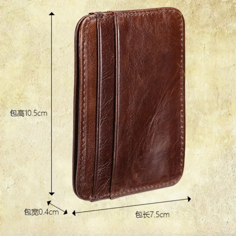 New Thin Vintage Men's Genuine Leather Small Wallet Slim Credit Card Holder Money Bag ID Card Case Mini Purse For Male