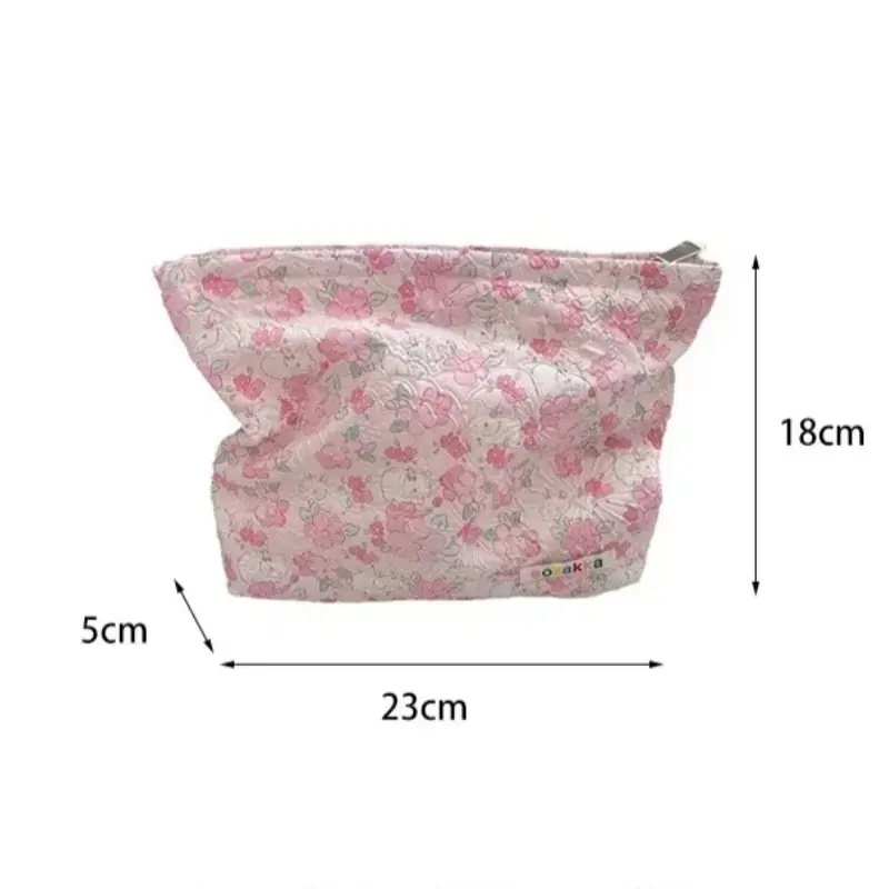 Large Capacity Travel Makeup Bag Cute Cartoon Flowers Cosmetic Organizer for Women Portable Pouch