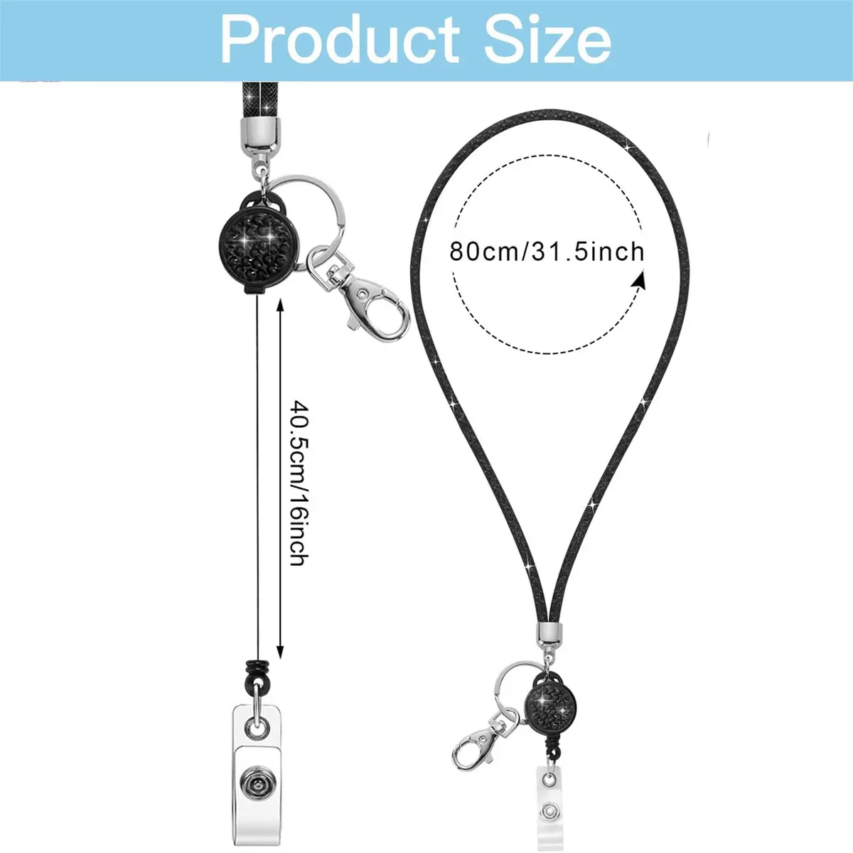 ID Badge Holder with Lanyard Retractable Reel reel Set Black Card Holder Bank ID Holders Student Bus Card Cover for Women Men