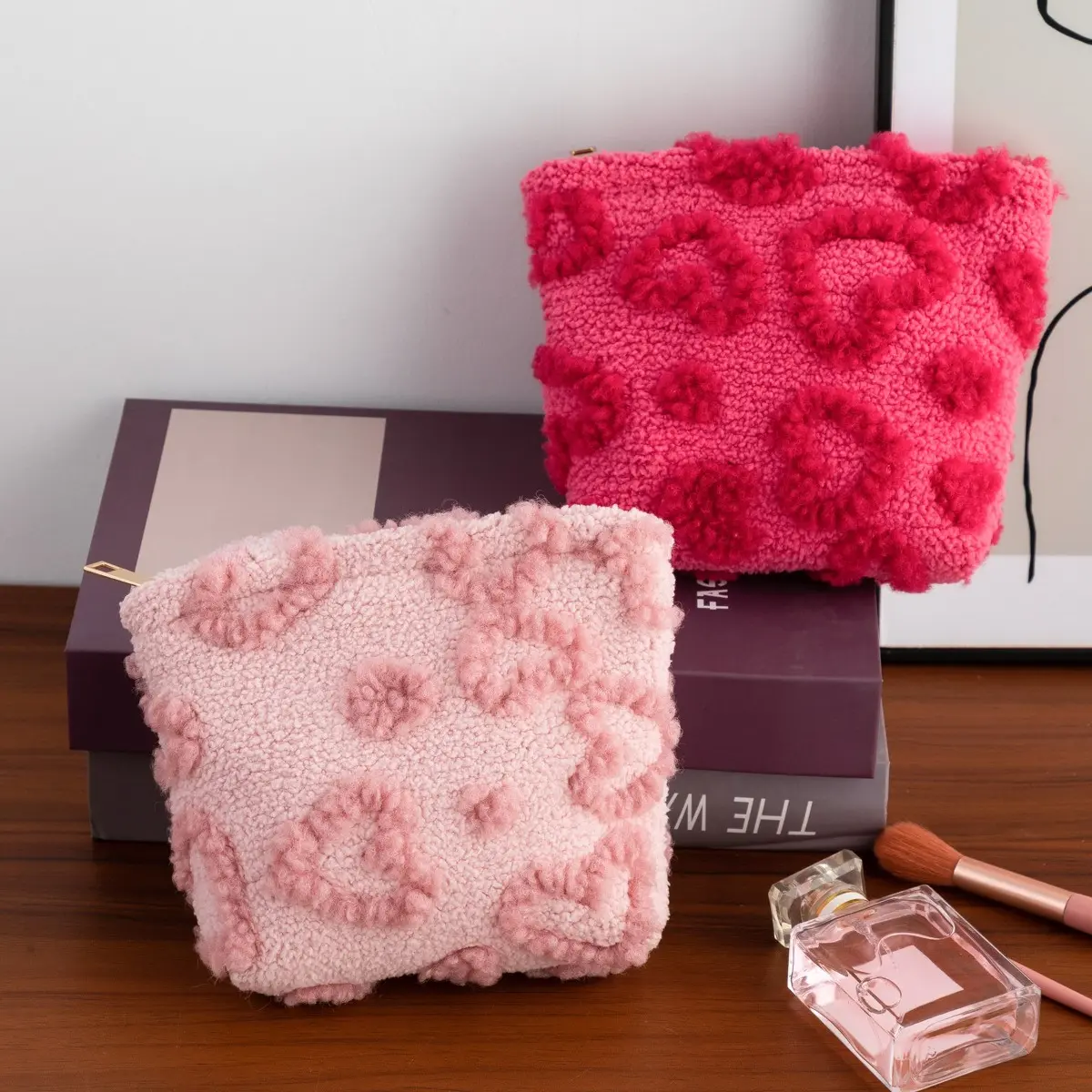 Cute Women Mini Makeup Bag Korean Plush Cosmetic Storage Zipper Pouch Kawaii Coin Purse