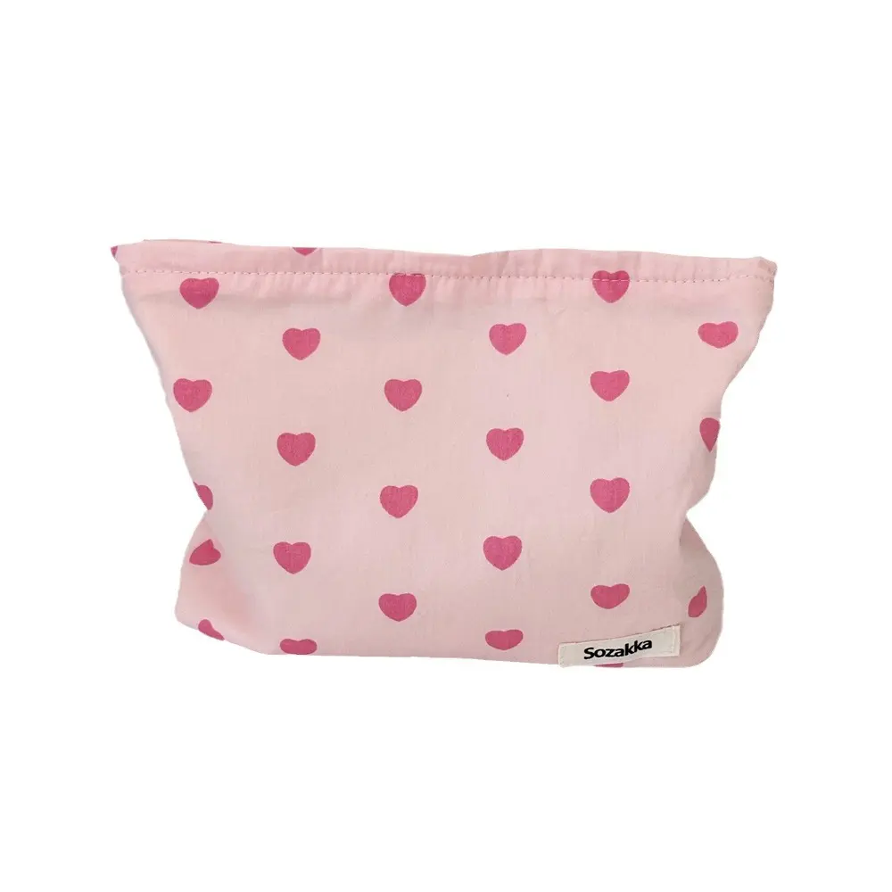 Pink Love Women Cosmetic Bag Makeup Zipper Bags Travel Organizer Toiletry Pouch for Girls