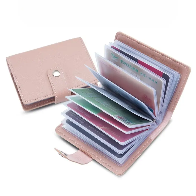 Business Card Holder Slim PU Leather Wallet Case for Men Women 26 Cards ID Credit Card Holder