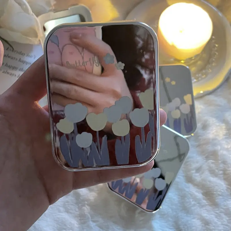 Fashion Silver Floral Contact Lens Case Women Cosmetic Lens Container Portable Travel Set Beauty Pupil Lens Storage Case