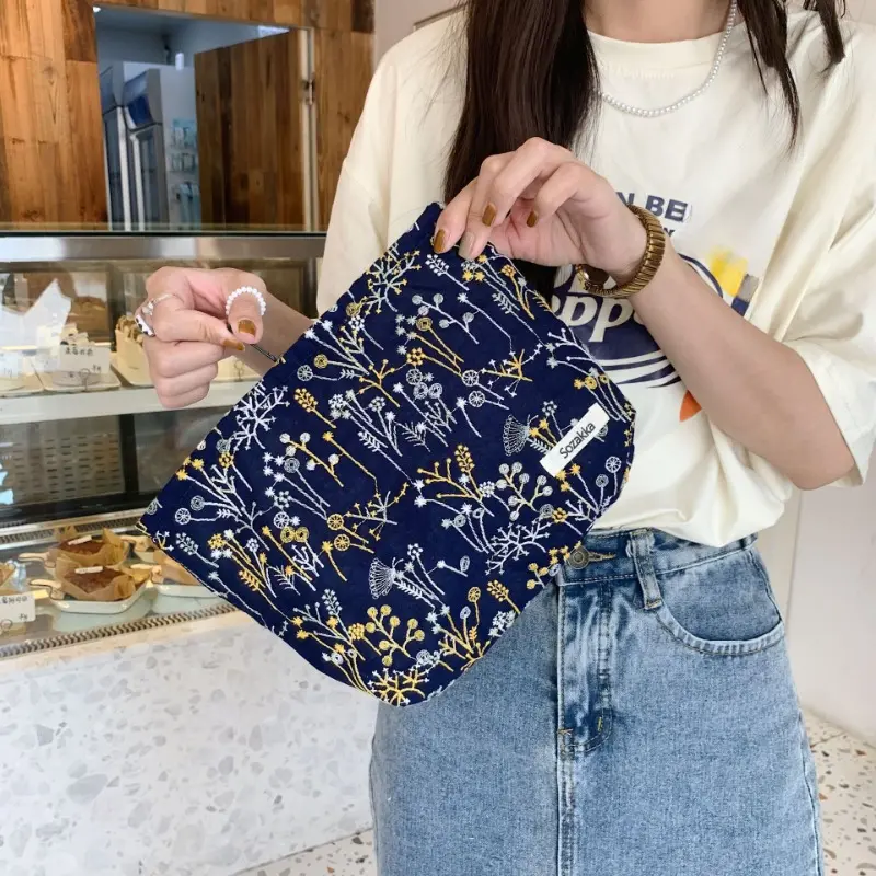 Large Women Floral Cosmetic Bag Flowers Makeup Bag Travel Makeup Beauty Case Organizer Female Handbag Clutch Purse Zipper Pouch