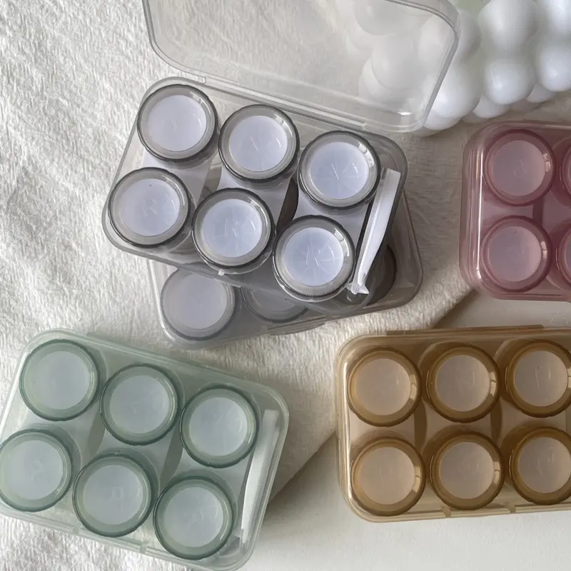 3 Pairs/box Contact Lens Case Eye Contact Lens Box Women Travel Contact Lenses Case Soak Container Lenses Box for Beauty Pupil