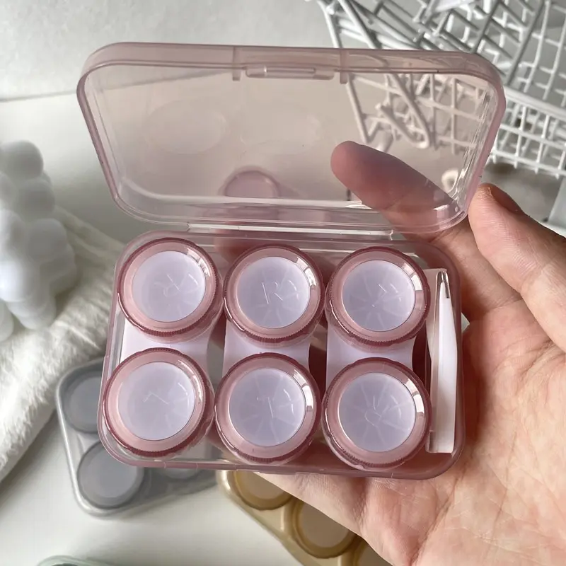 3 Pairs/box Contact Lens Case Eye Contact Lens Box Women Travel Contact Lenses Case Soak Container Lenses Box for Beauty Pupil