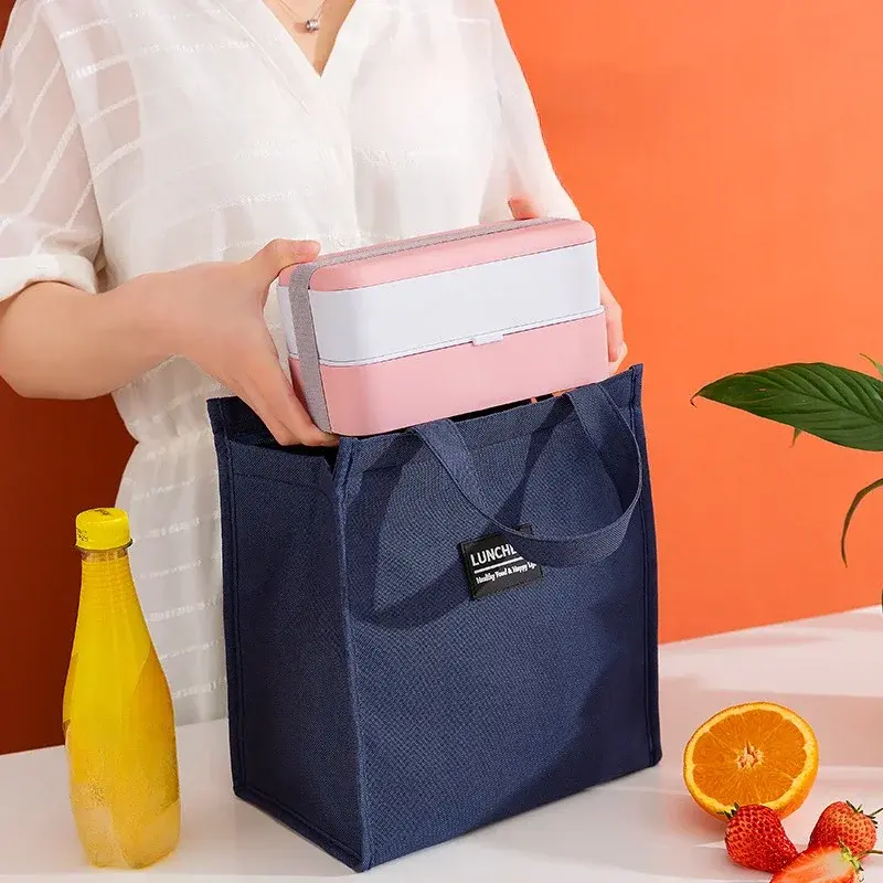 Portable Oxford Waterproof Lunch Bags Fresh Cooler Pouch for Office Students Convenient Lunch Box Tote Food Container Bag