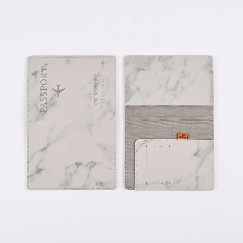 New Marble Pattern PU Leather Passport Holder Fashion Ticket Passport Case Travel Passport Protection Cover Card Case Wallet