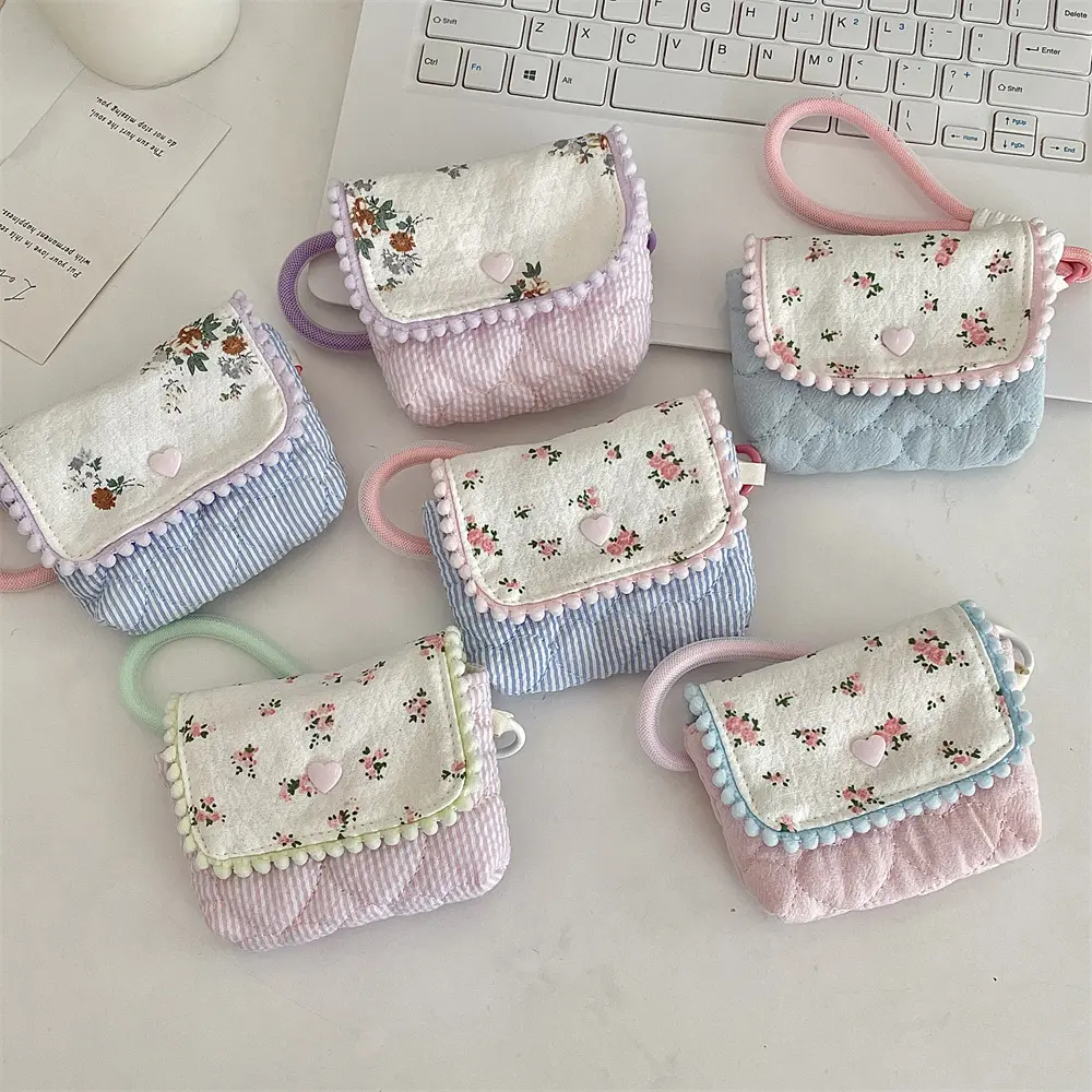 Cute Floral Coin Purse Korean Fashion Wallet Card Holder for Girls Small Storage Bag
