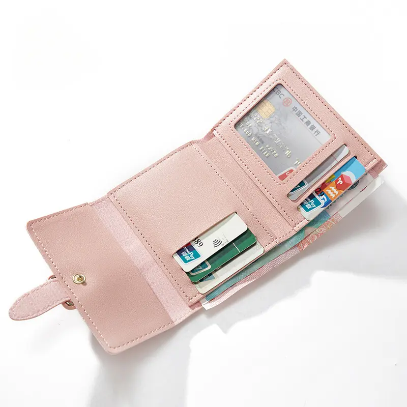Candy Color Small Wallets PU Leather Coin Purse Ladies Card Holder Mini New Cute Standard Short Purses for Women Solid Purses